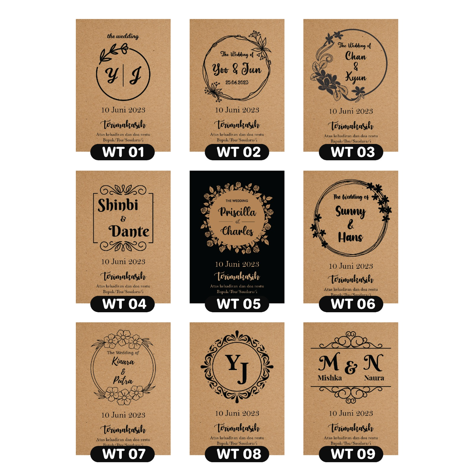 Jual Label Kupon Souvenir Pernikahan Custom Sisi Kraft Paper Gram