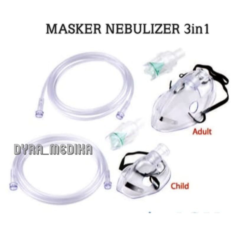 Jual MASKER NEBULIZER ANAK DEWASA KOMPLIT ( MASKER, TEMPAT OBAT,SELANG ...