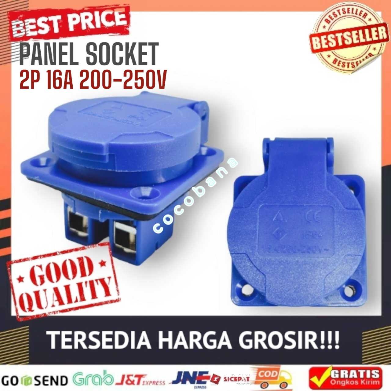 Jual Industrial Socket Panel Mounting 2P 16A 312 Waterproof | Shopee ...