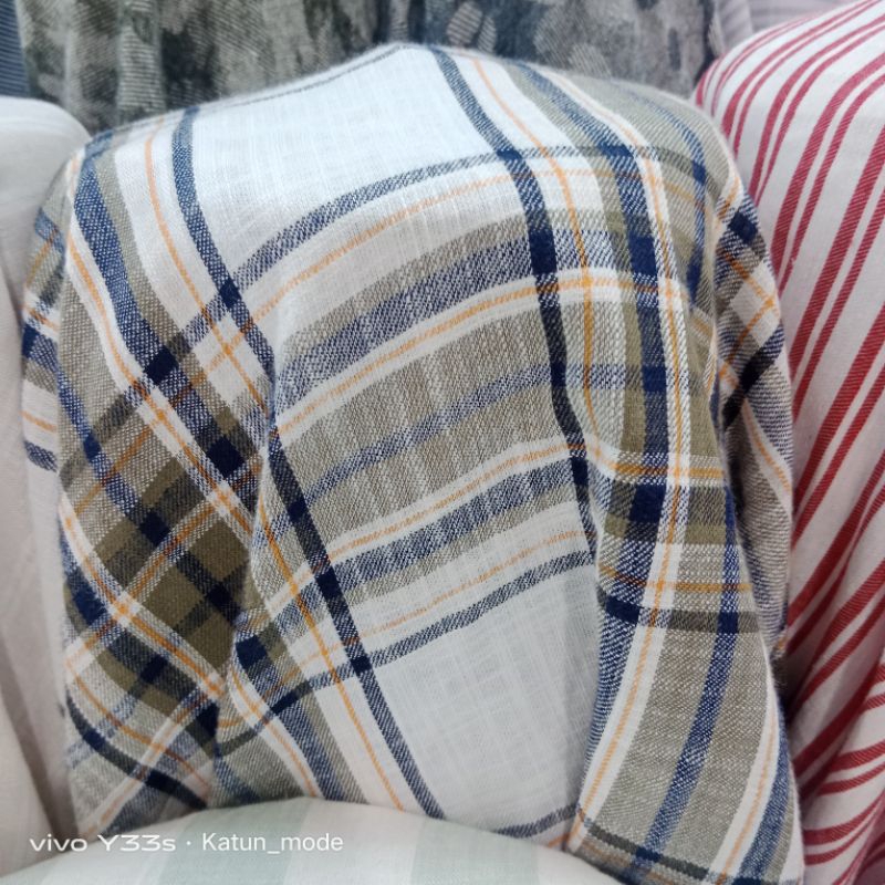 Jual Bahan Kain Linen Kembang Dll Motif Salur Per(0.50meter) | Shopee ...