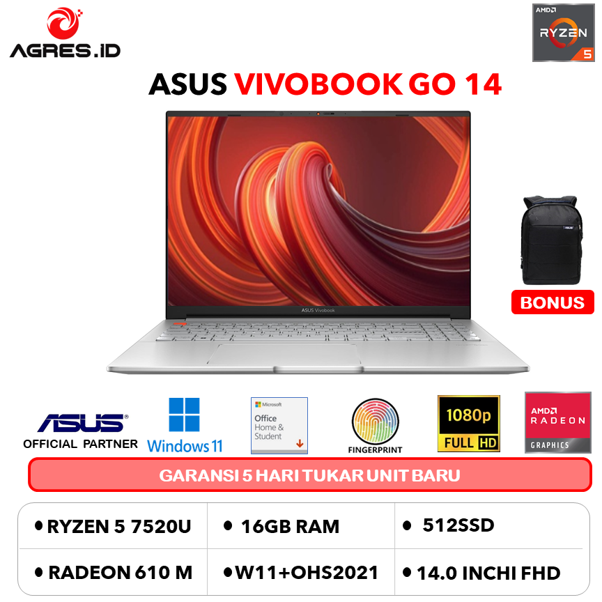 Jual Asus Vivobook Go 14 E1404fa Ryzen 5 7520 16gb 512gb W11ohs 140fhd Blk Fhd551 Shopee 4188