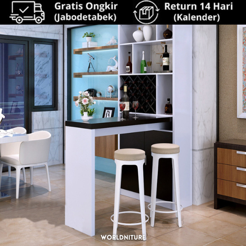 Jual Worldniture Lane Meja Bar Mini Bar Minimalis Modern Full Set 120 Cm, 150 Cm Berlapis HPL