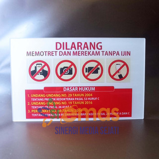 Jual Papan Akrilik Tanda Dilarang Memotret dan Merekam | Akrilik Tanda