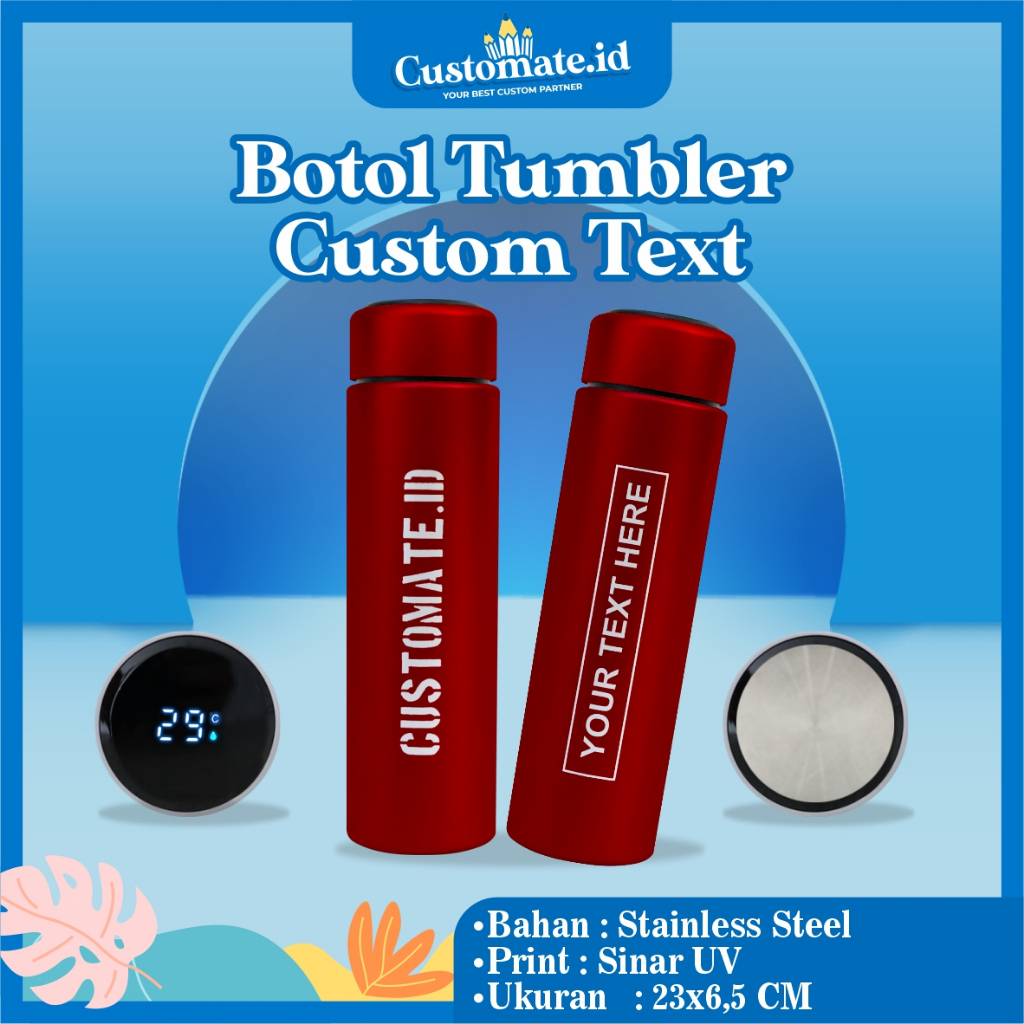 Jual Customate Botol Tumbler Termos Led Custom Text Tulisan Ml Murah