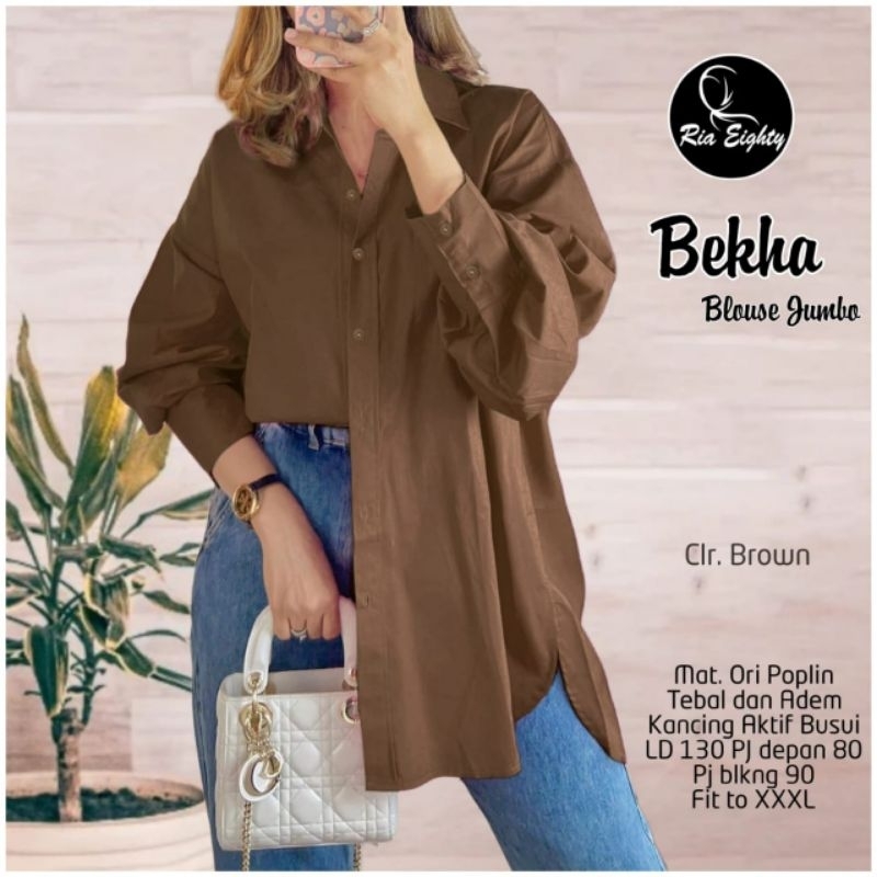 Jual Kemeja Oversize Bekha Blouse Jumbo Ld Cm By Ria Eighty Shopee