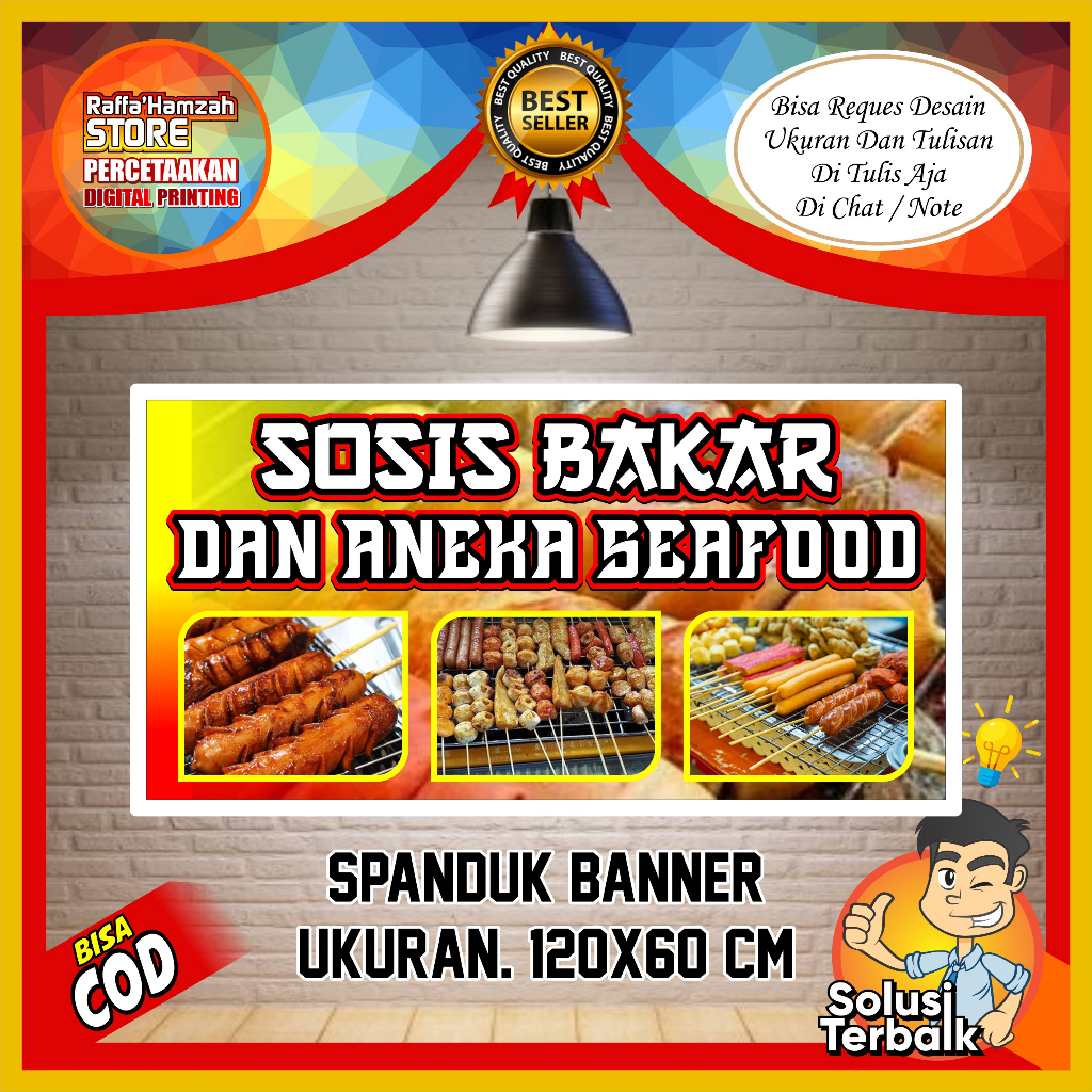 Jual Banner Sosis Bakar Aneka Sate Seafood Spanduk Sosis Bakar Aneka