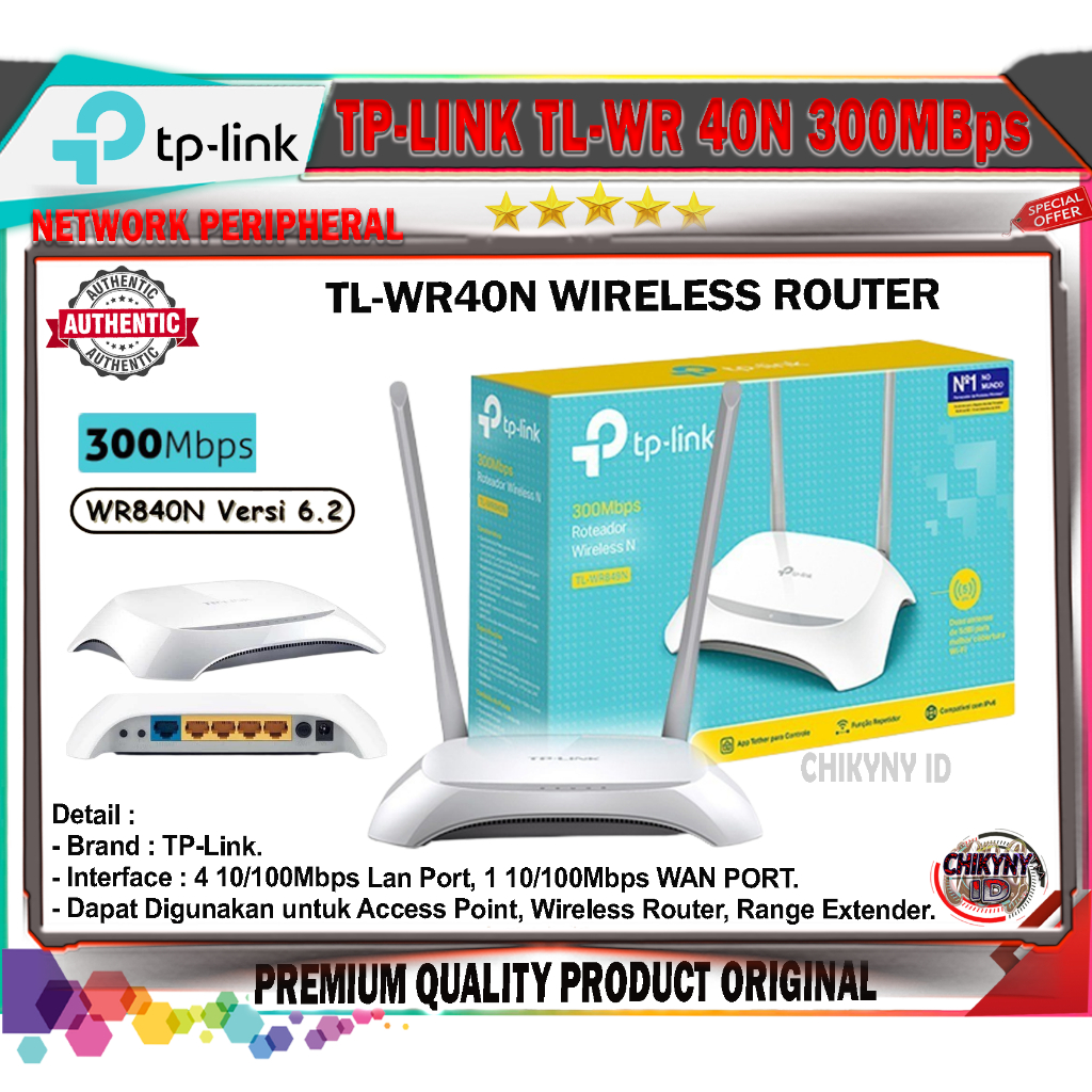 Jual TP-LINK TL-WR 40N 300MBps WIRELESS ROUTER 2 ANTENA | Shopee Indonesia