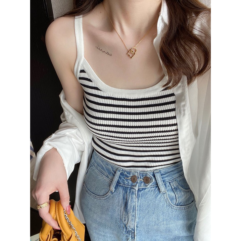 Jual Tanktop Tali Knit Rajut / Tank top Tali Salur Tank top Stripe ...