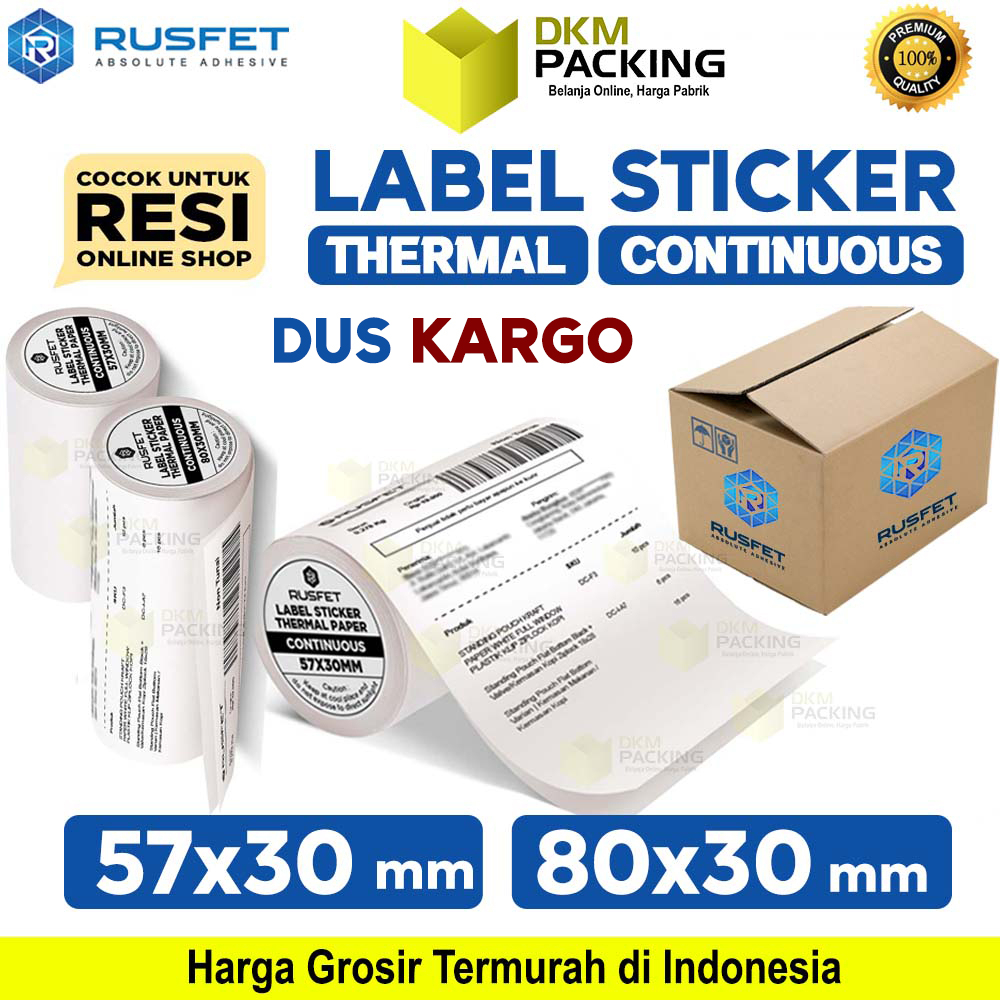 Jual Sticker Label Thermal Paper CONTINUOUS ROLL Resi Barcode RUSFET ...