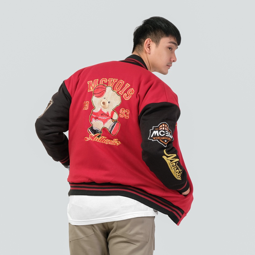 Jual Varsity Jaket Bear Maroon Full Bordir Premium Distro | Shopee ...