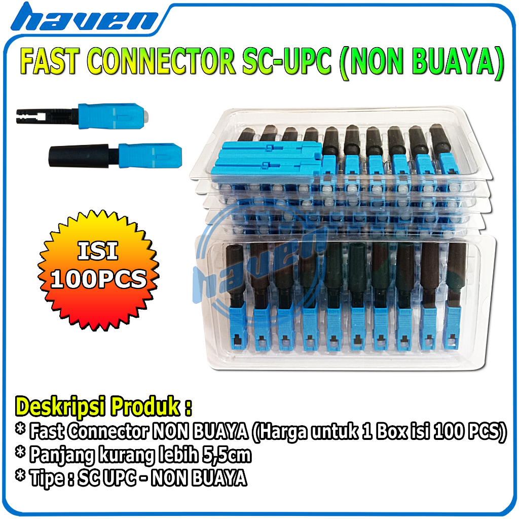 Jual 1Box/100Pcs Fast Connector SC UPC Non Buaya / Fiber Optik FTTH ...
