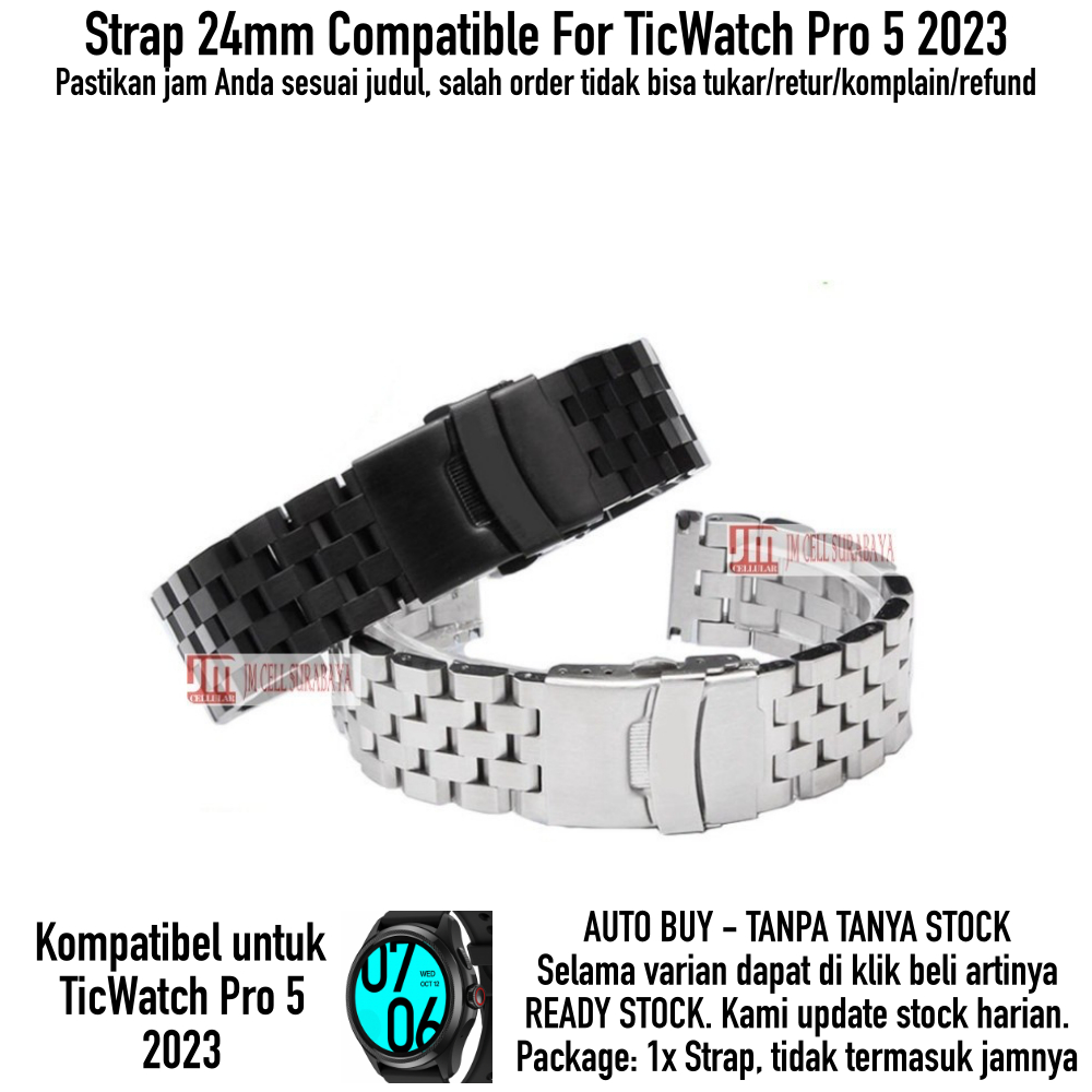 SE2 SUPER ENGINEER II Tali Jam Ticwatch Pro 5 2023 Strap 24mm Stainless Steel