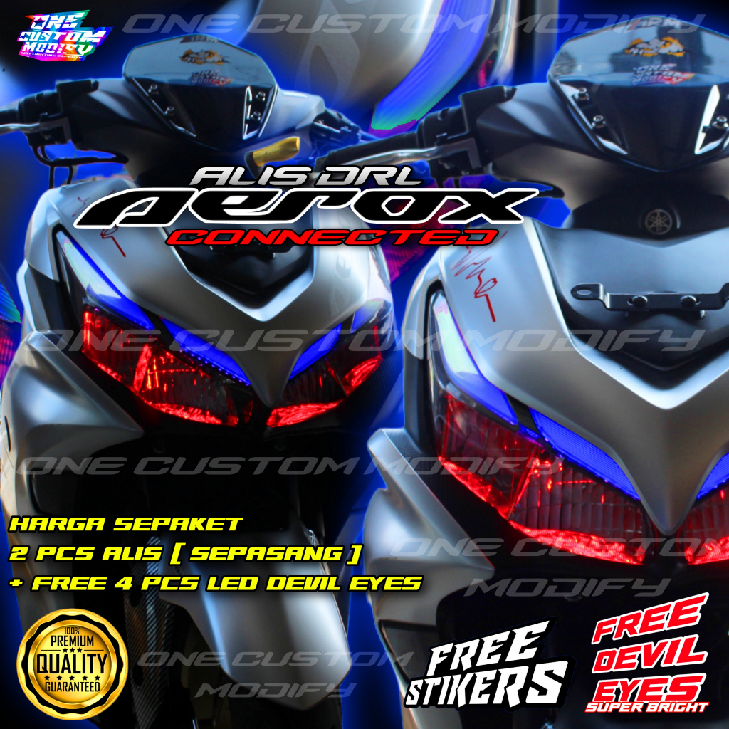 Jual LAMPU ALIS DRL LED NEW AEROX CONNECTED FREE DEVIL EYES 2023 2022