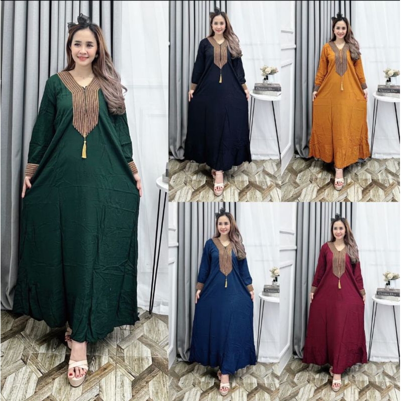 Jual (COD) Gamis sultan renda bahan rayon premium JUMBO Abaya sultan ...