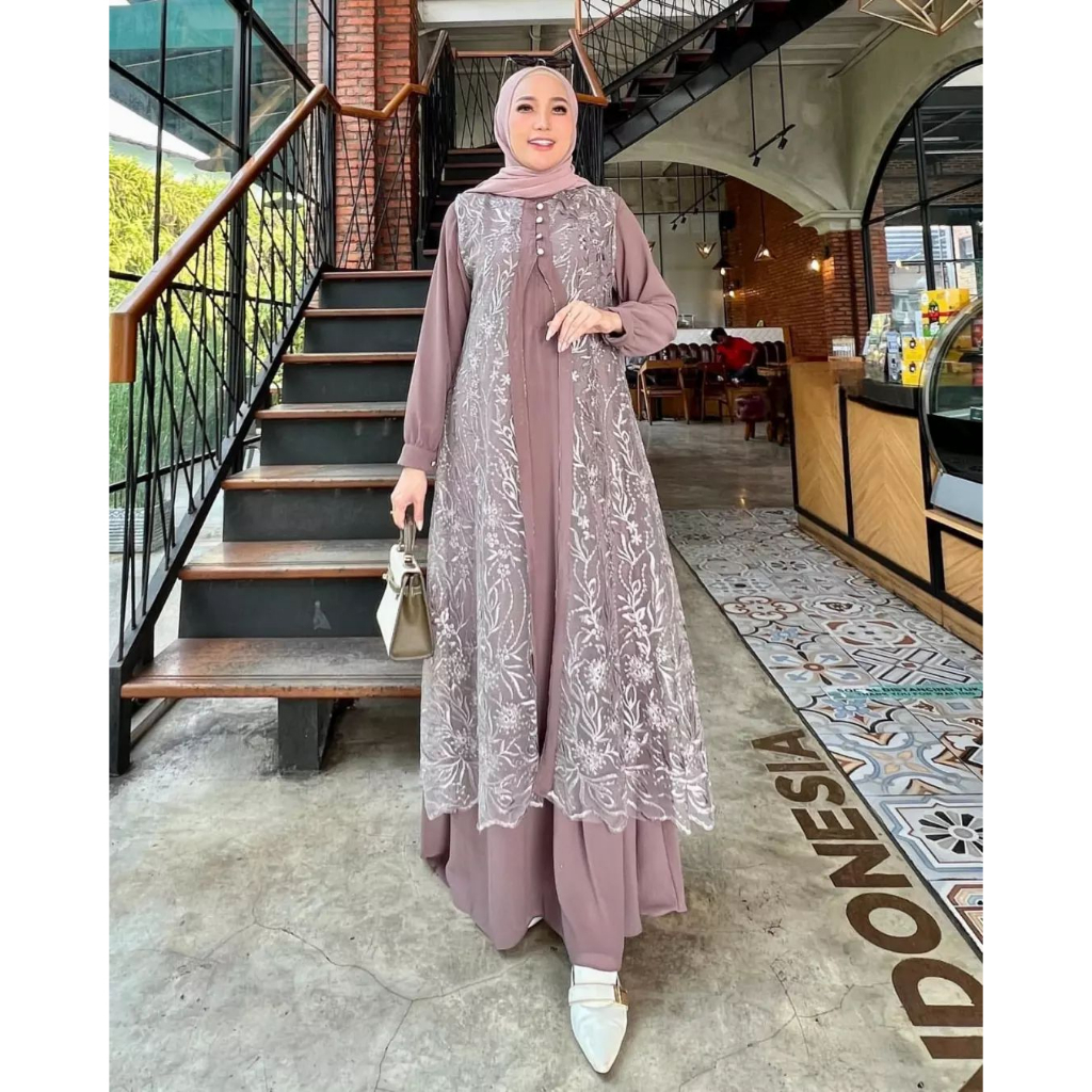 Gamis pesta brukat muslimah model terbaru lebaran 2023 warna sage / Gamis  Polos Ceruty mix Brokat Premium / baju kondangan brukat meah kekinian viral  ...