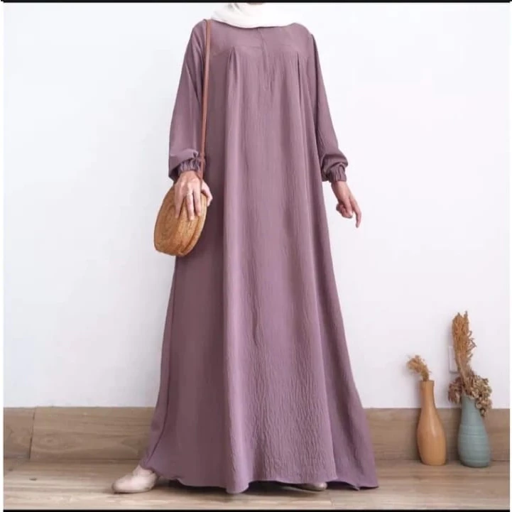 Gamis Polos Crinkle Premium Stylish