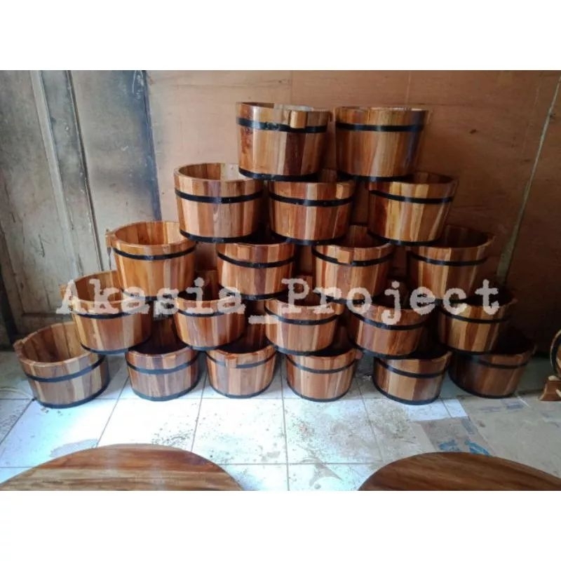 Jual ember kayu jati/ember sauna/ember rendam kaki T.30xD.25 | Shopee ...