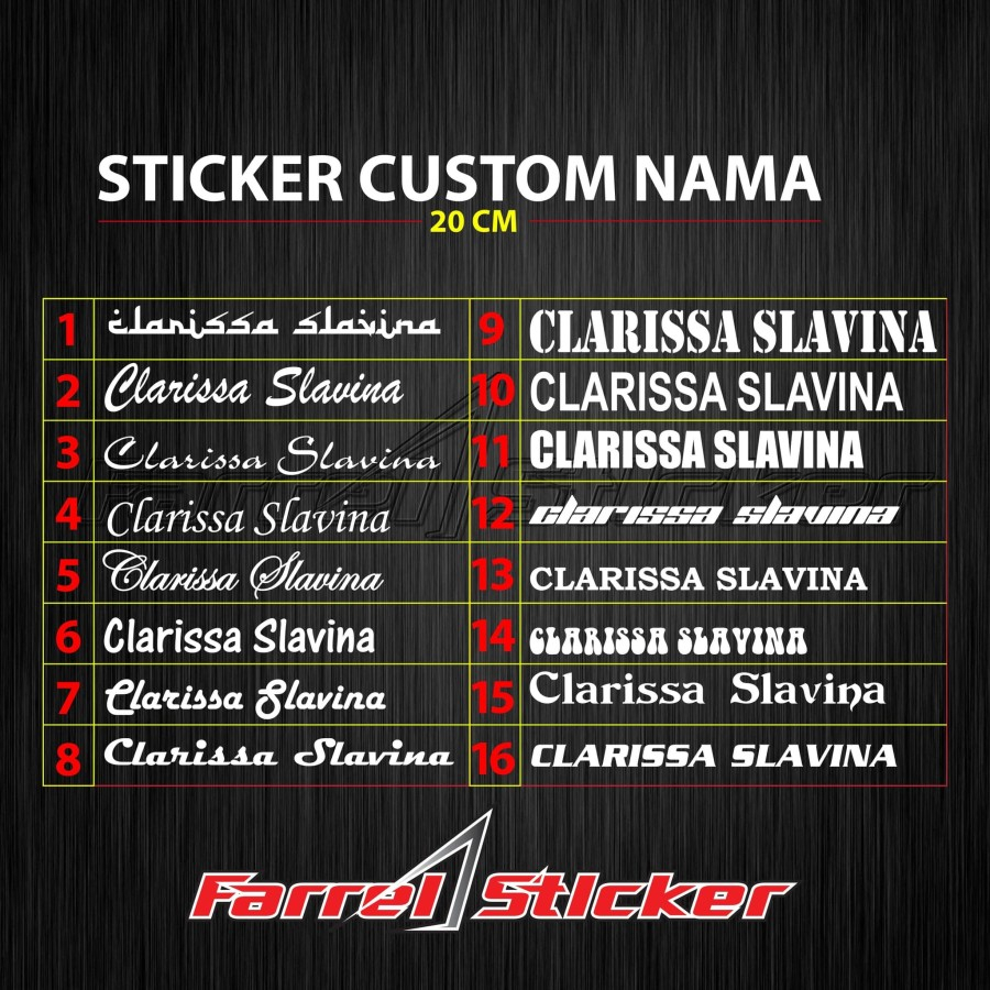 Jual stiker nama sticker CUSTOM 20CM Cutting | Shopee Indonesia
