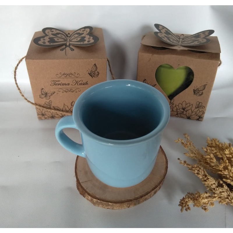 Jual Souvenir Gelas/Mug Kopi Enamel Keramik Kemasan Box Rustic Shopee