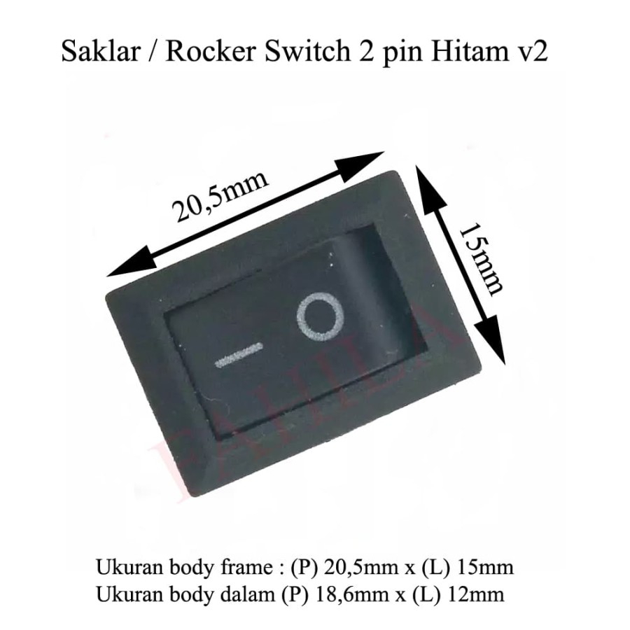 Jual Saklar rocker switch hitam KECIL ON-OFF Hitam 2pin 2 kaki PIN K ...