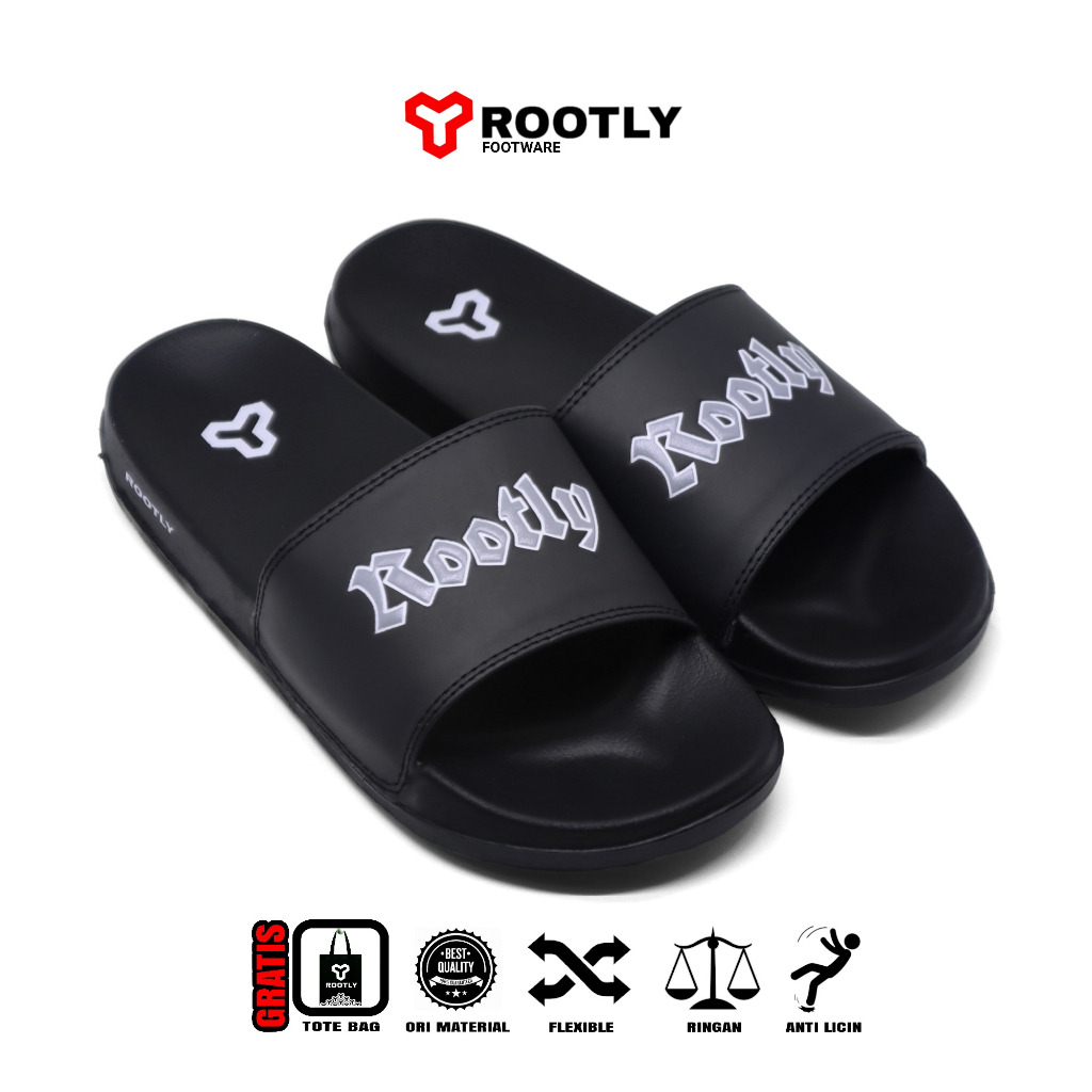 Jual Rootly - Sandal Pria Black Logo Abu | Shopee Indonesia