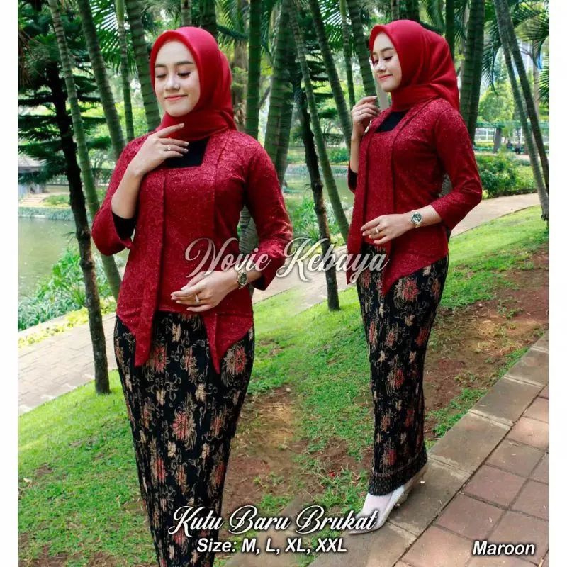 Jual Setelan Kebaya Kutu Baru Moderen Rok Plisket Batik Panjang Dewasa