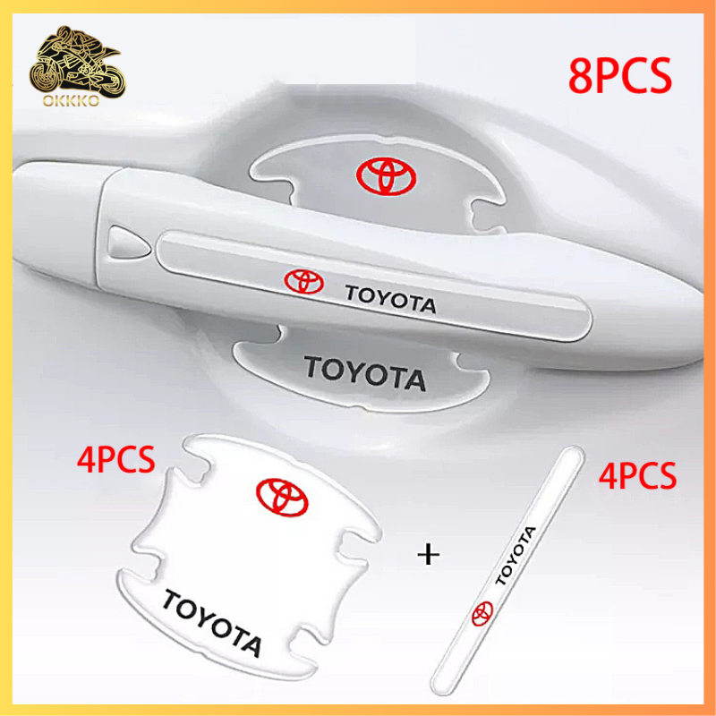 8PCS/ Stiker Mobil Logo Pelindung Handle Pintu Mobil Stiker Pelindung Pintu Mobil Transparan Dan Universal Stiker Anti Lecet Gores Gagang Aksesoris Mobil Untuk Toyota Daihatsu Pelindung Stiker