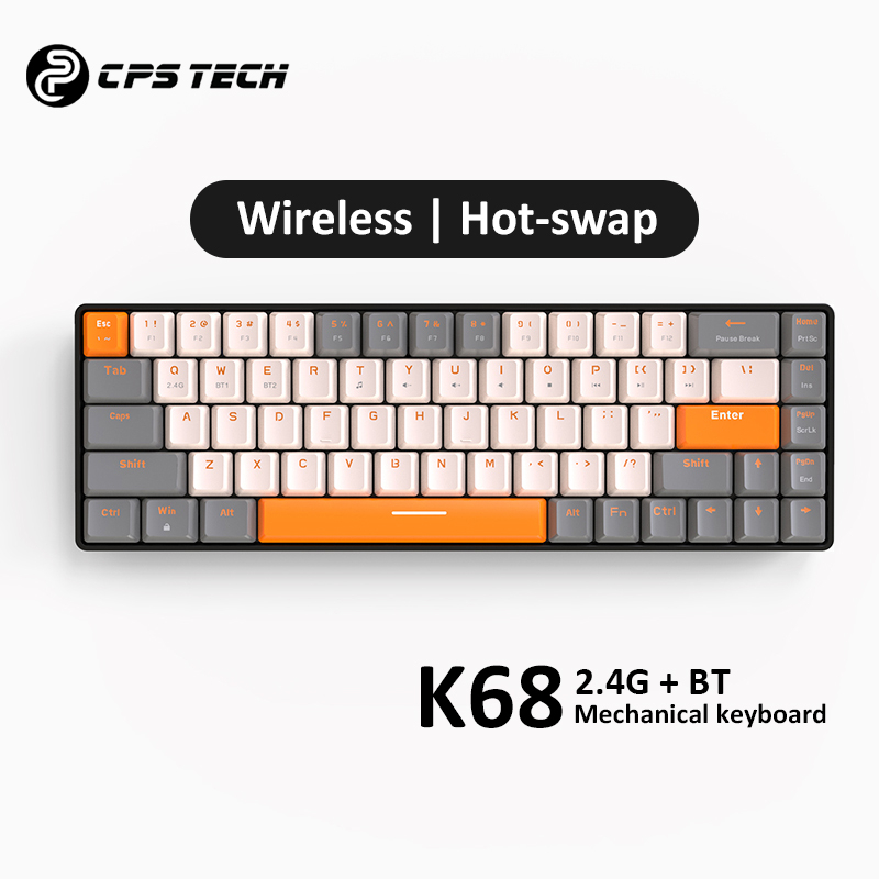 Jual CPS K68 Wireless BT Mechanical Keyboard Hot swappable 60 Keyboard