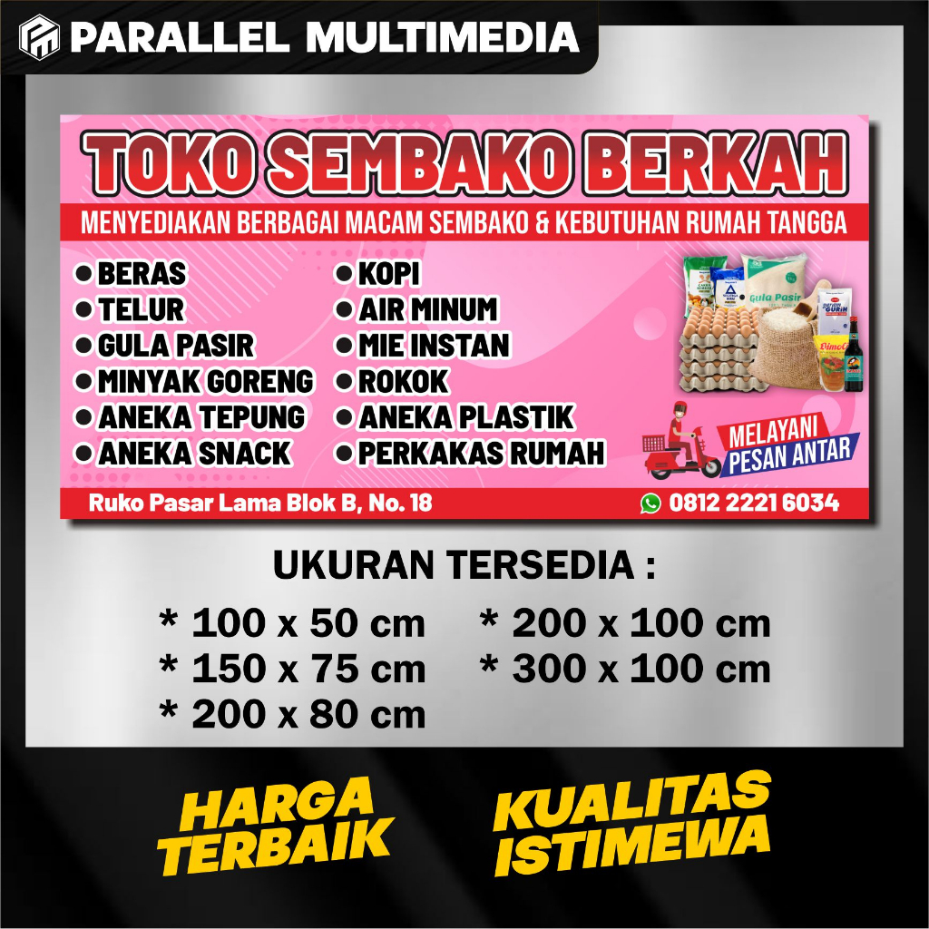 Jual Spanduk Toko Sembako Custom Spanduk Toko Kelontong Banner Toko