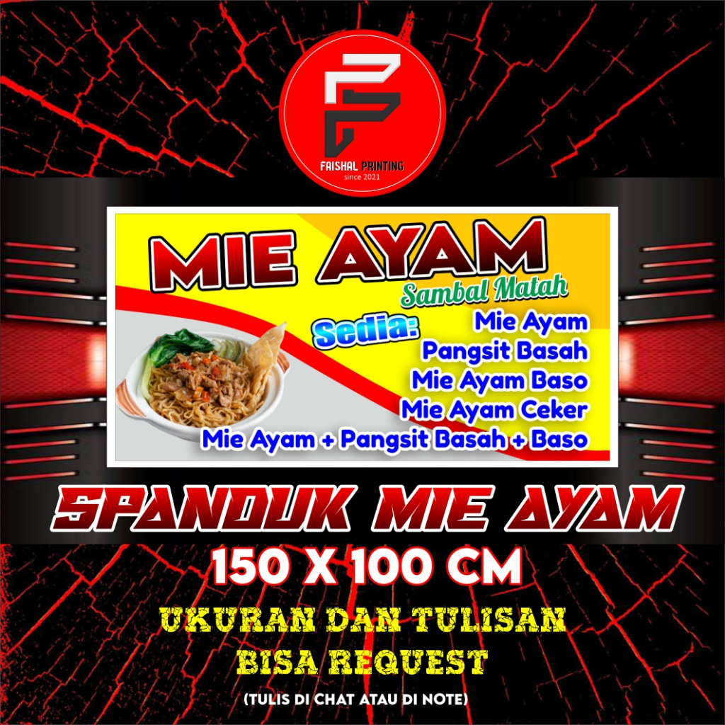 Jual Spanduk Mie Ayam Banner Mie Ayam Banner Kustom Ukuran 150 X