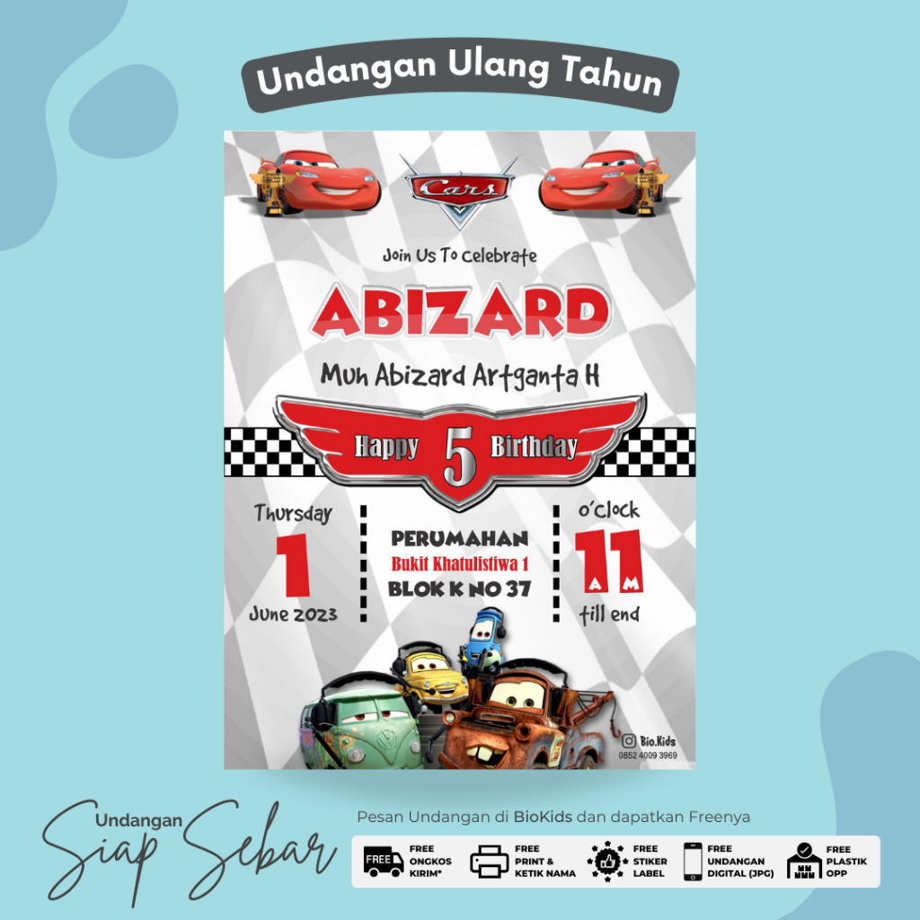 Jual Undangan Ulang Tahun Tema Cars | Shopee Indonesia