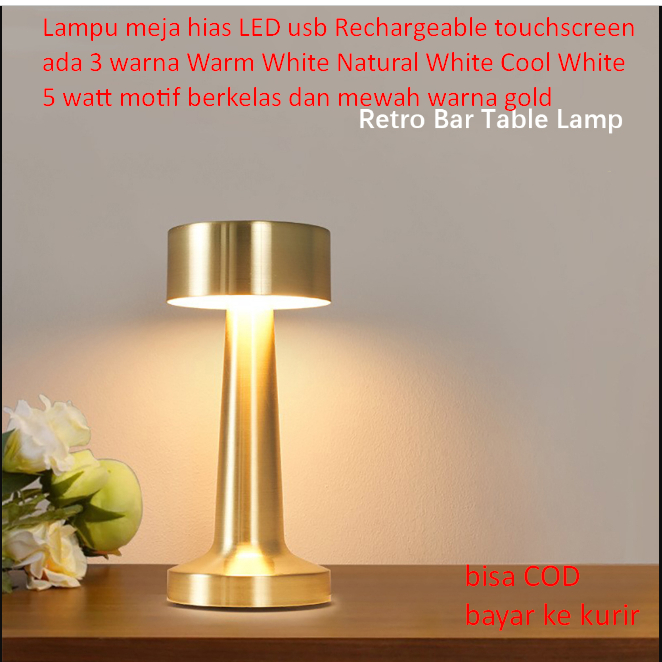 Jual Lampu meja hias LED usb Rechargeable touchscreen ada 3 warna Warm ...