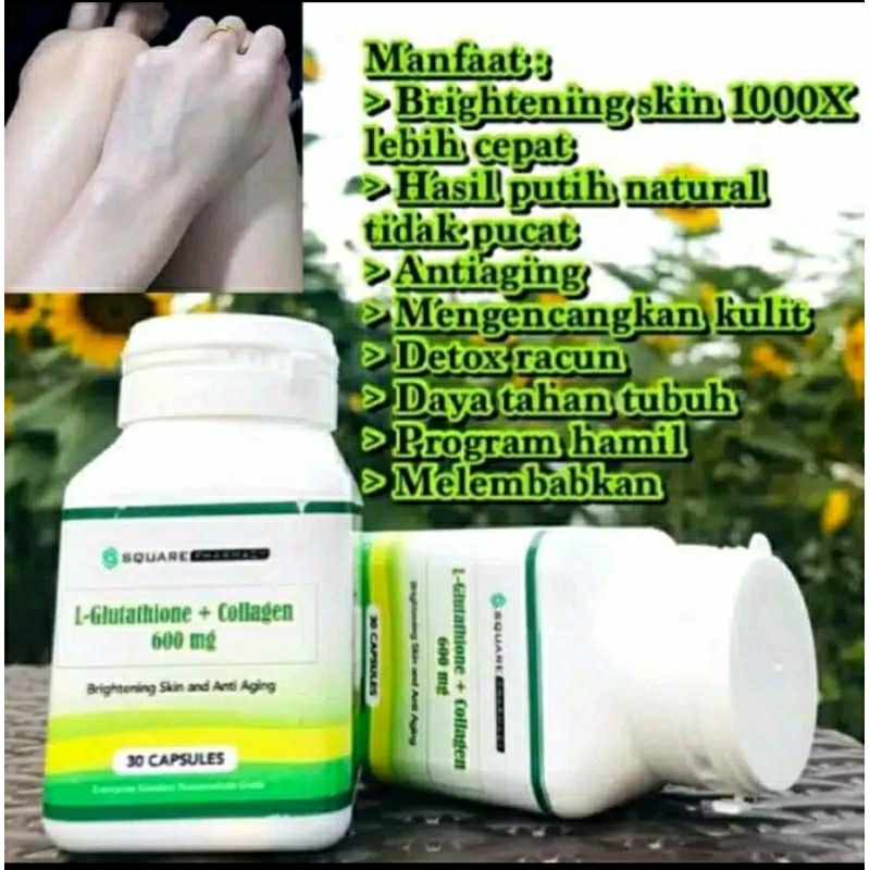 Jual L- Glutathione 600mg Collagen Reduced Obat Pemutih Badan Wajah Ampuh  Isi 30 Kapsul Original | Shopee Indonesia