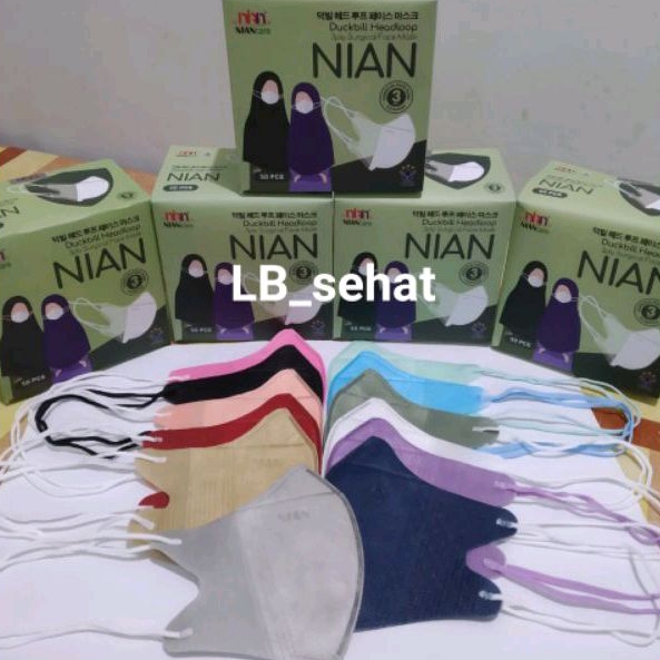 Jual Masker Dewasa Hijab Duckbill Nian 15 Pilihan Warna Isi 50 Pcs ...