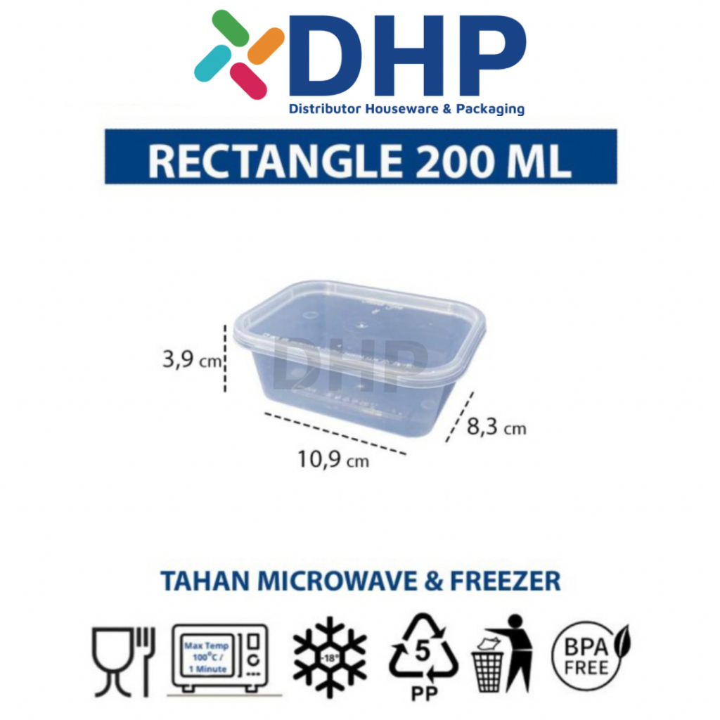 Jual Thinwall 200ml Rectangle Persegi Panjang Container Makan Plastik