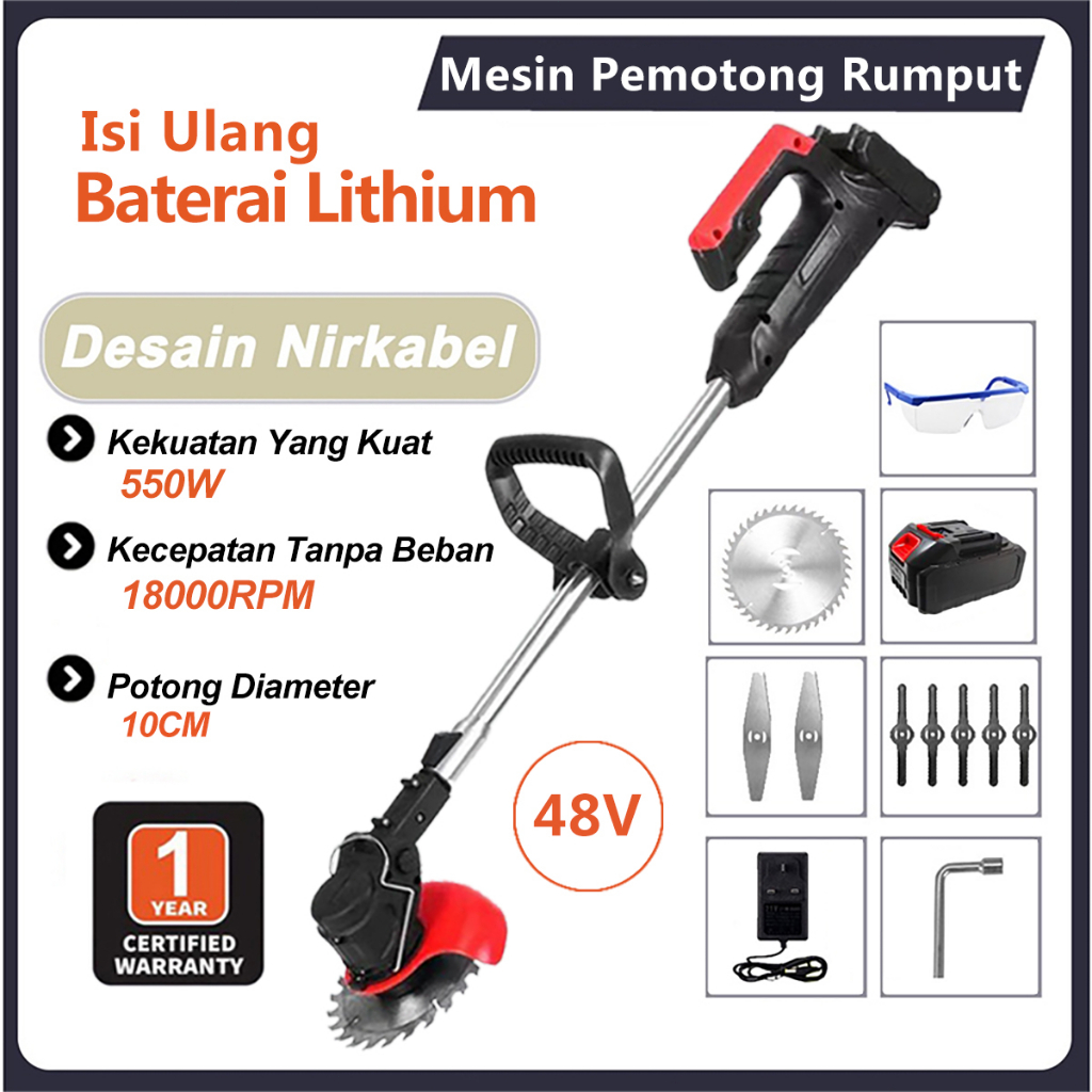 Jual Muta Mesin Pemotong Rumput 12v 24v 48v Cordless Portable Isi Ulang