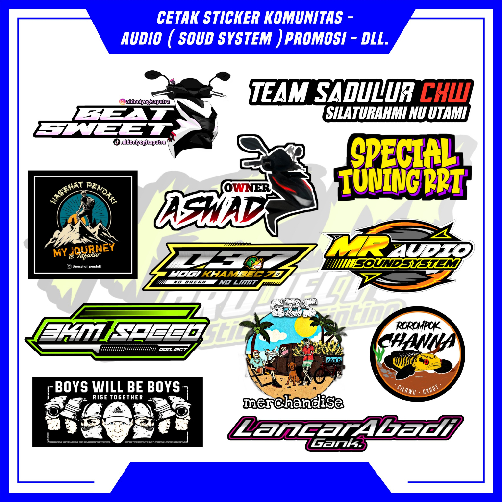 Jual CETAK STICKER CUSTOME DESAIN SENDIRI ( Bengkel , Sound System ...