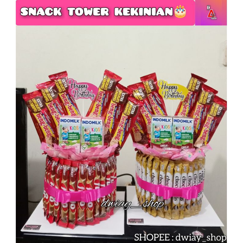 Jual SNACK TOWER BIRTHDAY / SNACK CAKE / SNACK ULTAH KEKINIAN / SNACK