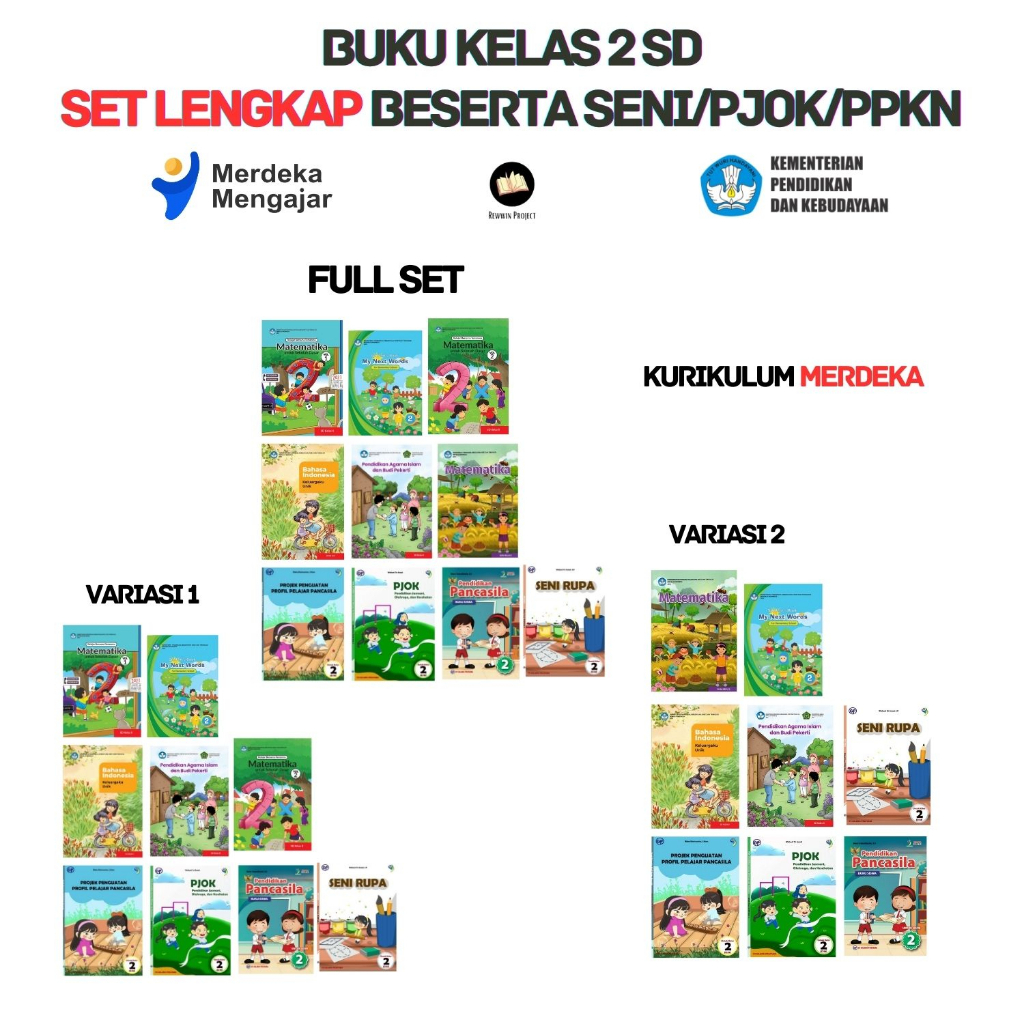 Jual (1 SET BUKU) KELAS 2 SD KURIKULUM MERDEKA + Seni Rupa + PJOK