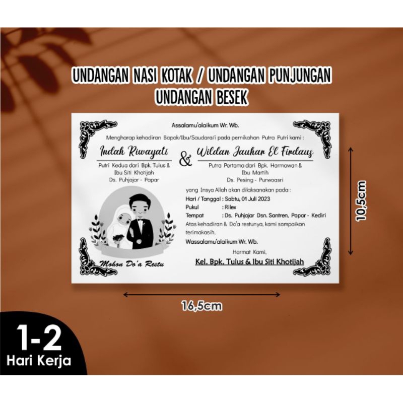 Jual (1-2HARI JADI) UNDANGAN BESEK | UNDANGAN PUNJUNGAN | UNDANGAN