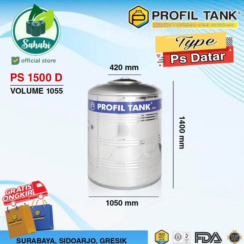 Jual Toren Air Tangki Air Tandon Air Profil Tank Stainless PS 1500 ...