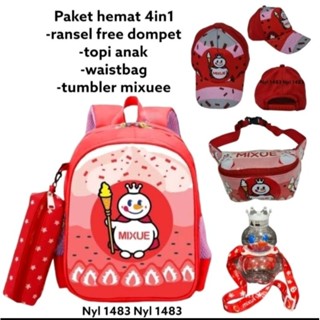 Jual Ransel Mixue Banyak Bonusnya / Tas Sekolah Anak Maskot Mixue ...