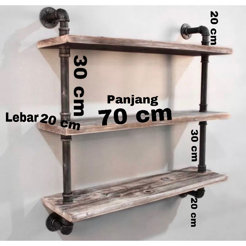 Jual Rak industrial/Rak minimalis/Rak gantung/Rak 3 ambalan | Shopee ...