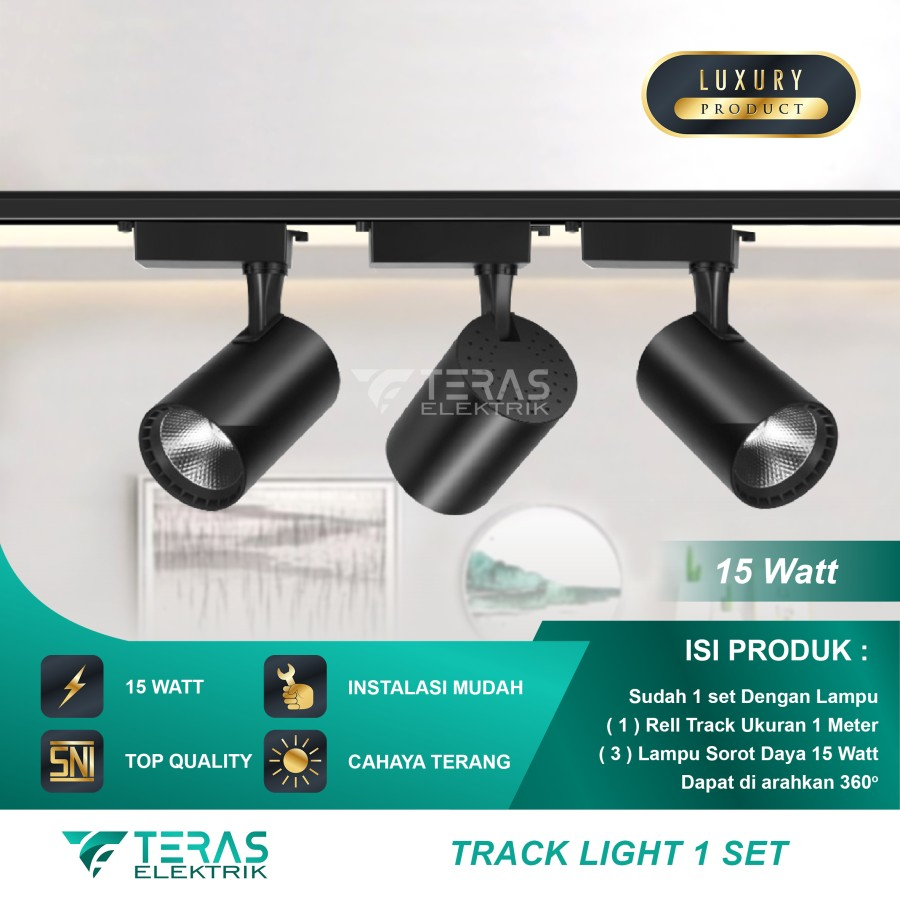 Jual Paket Lampu Sorot Rel 1 Set Isi 3 Spotlight Track Light Rell 15 ...