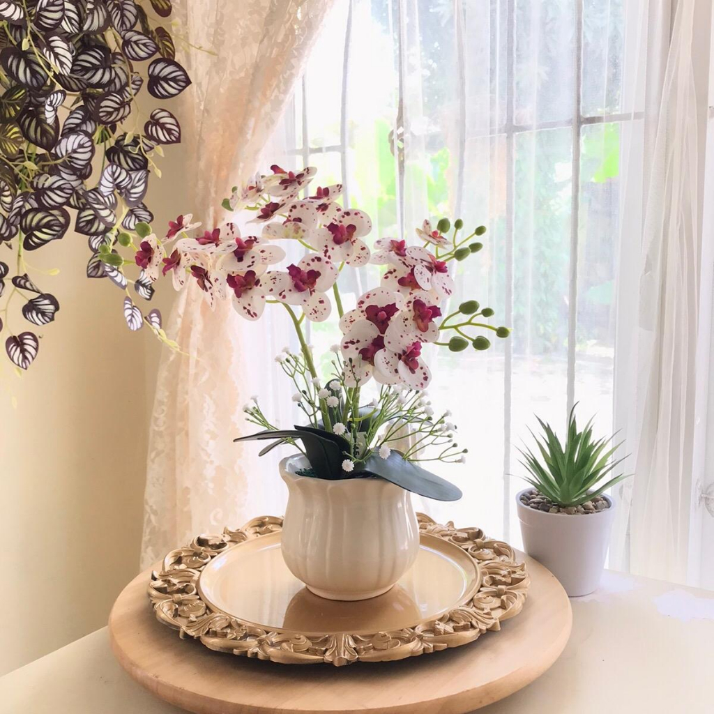 Jual ANGGREK ARTIFICIAL / ANGGREK VAS KERAMIK / HOMEDECOR / HIASAN MEJA