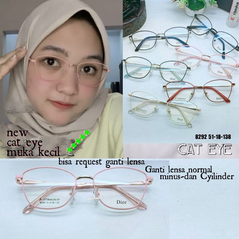 Jual freme muka kecil kacamata cat eye terbaru bisa request ganti lensa ...