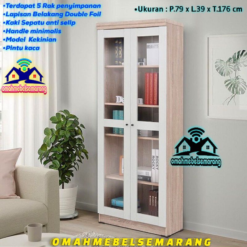 Jual Lemari Hias Pajangan Kaca Pintu High Rak Buku Arsip File Cabinet Shopee Indonesia