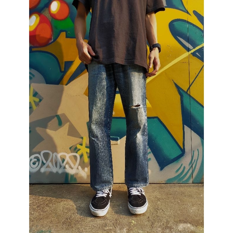 Hitam Uniqlo Ripped Jeans Jual Fatalism Korea Black Ripped Denim