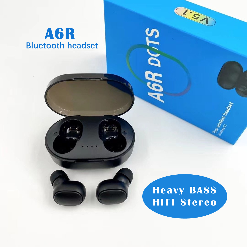 Jual A6R Air Dots TWS Headset Bluetooth Heavy Bass Earphone Wireless ...