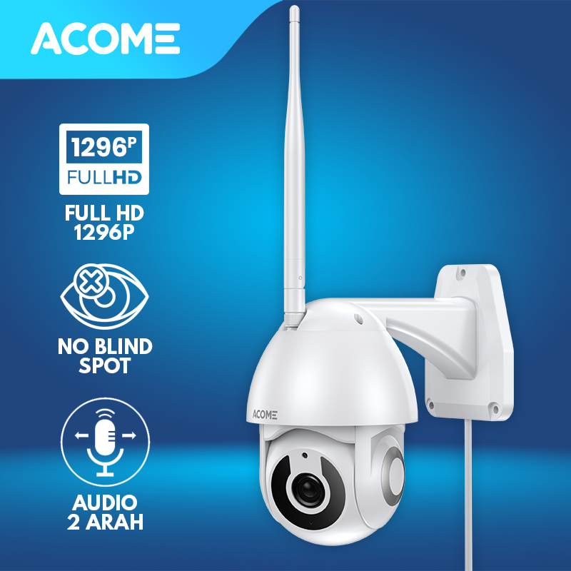 Jual ACOME WiFi Tahan Air PTZ Camera CCTV FULL HD 1296P 3MP Kamera No ...